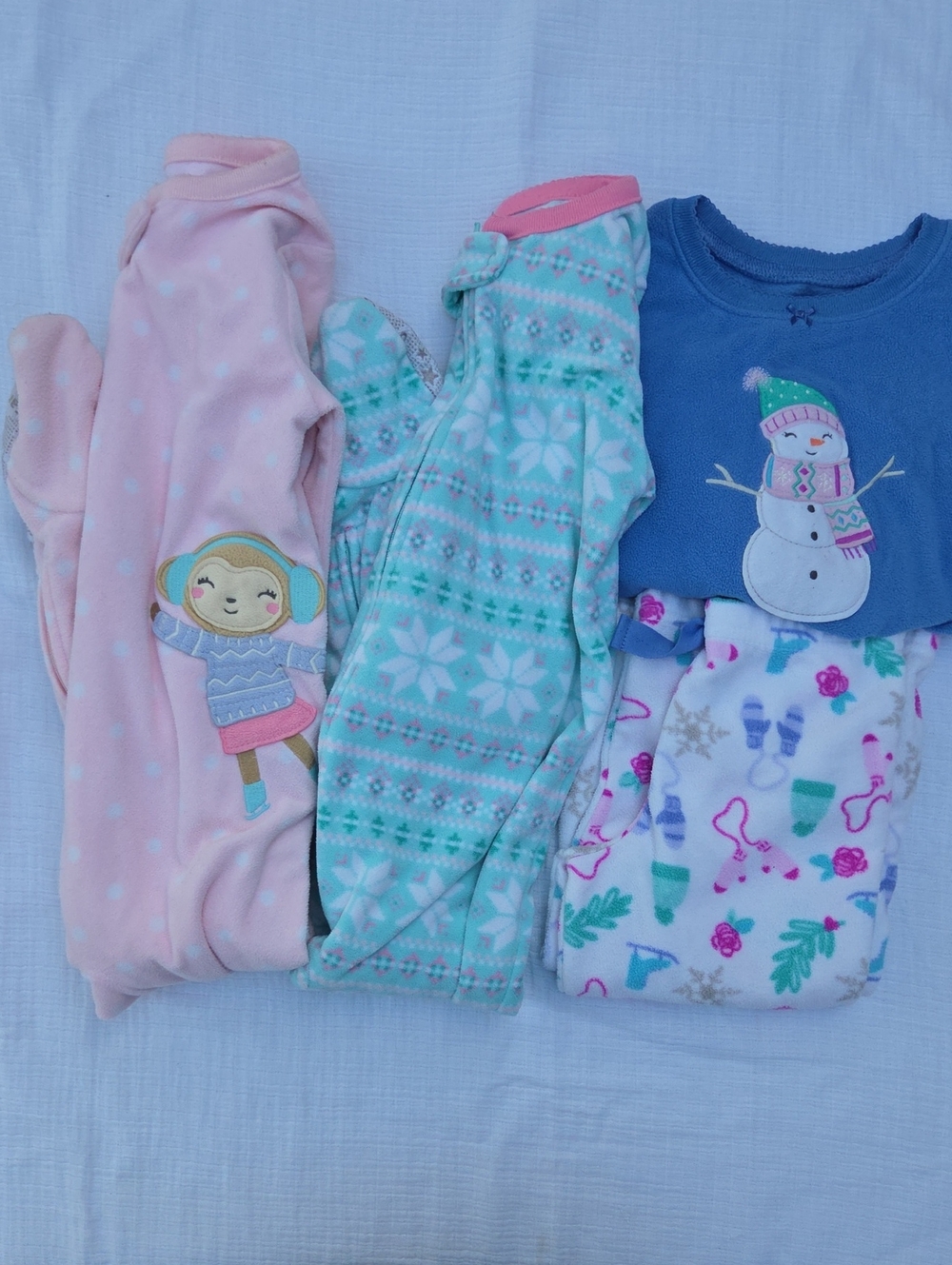 Carter's Set Of 3 Toddler Girls Fleece Pajamas - Pink/Green/Blue